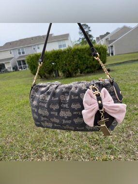Juicy Couture Y2K Monogram Barrel Bag Pink Bow Charm NWT